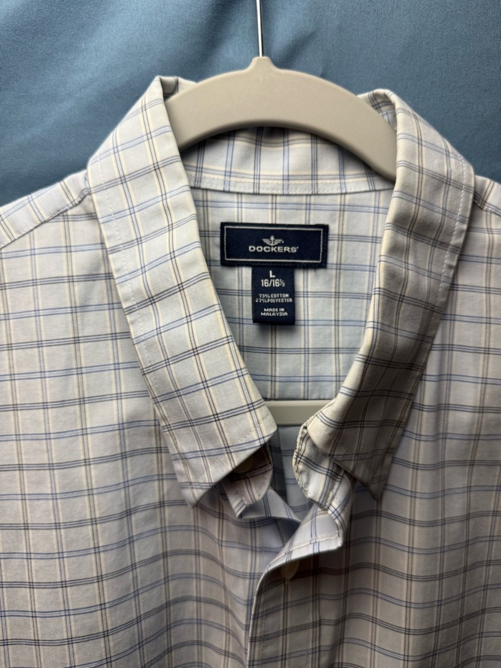 Dockers Men’s Light Blue Plaid Button-Up Shirt